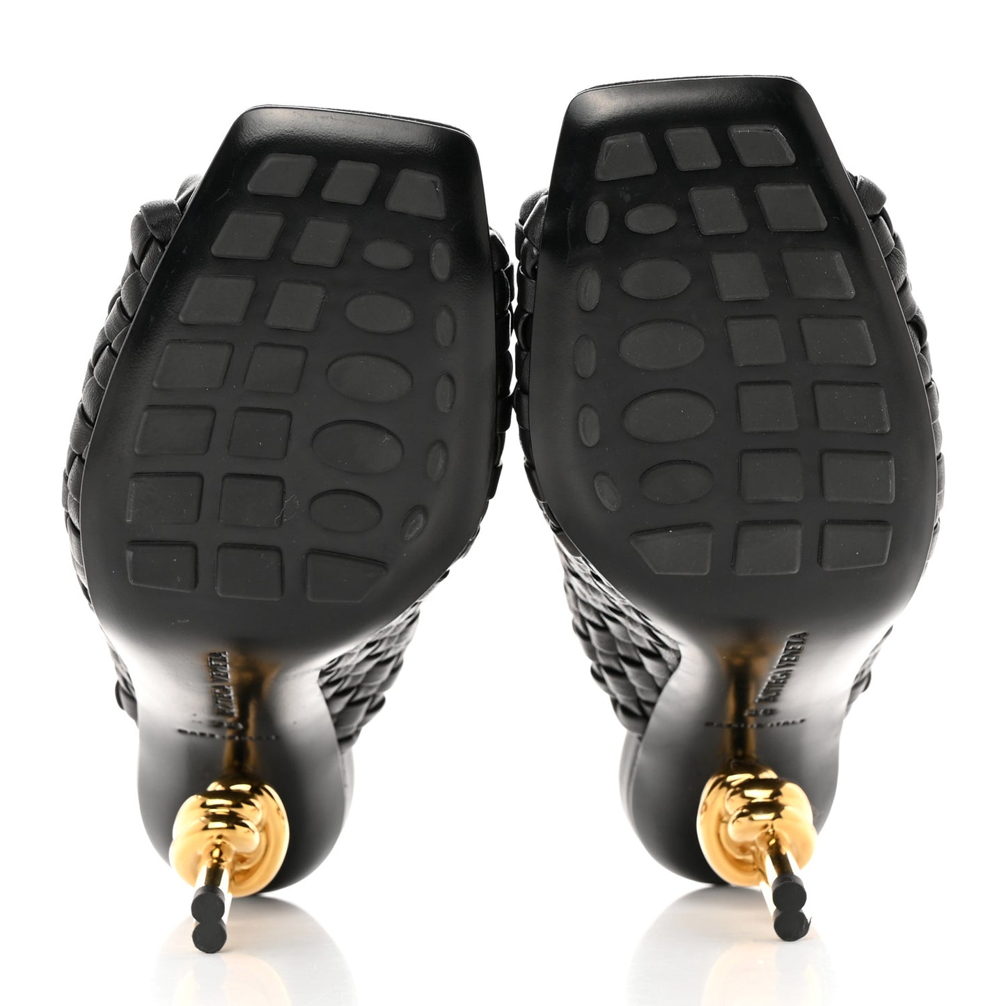 Soft Lambskin Intrecciato High Heel Knot Mules 38 Black