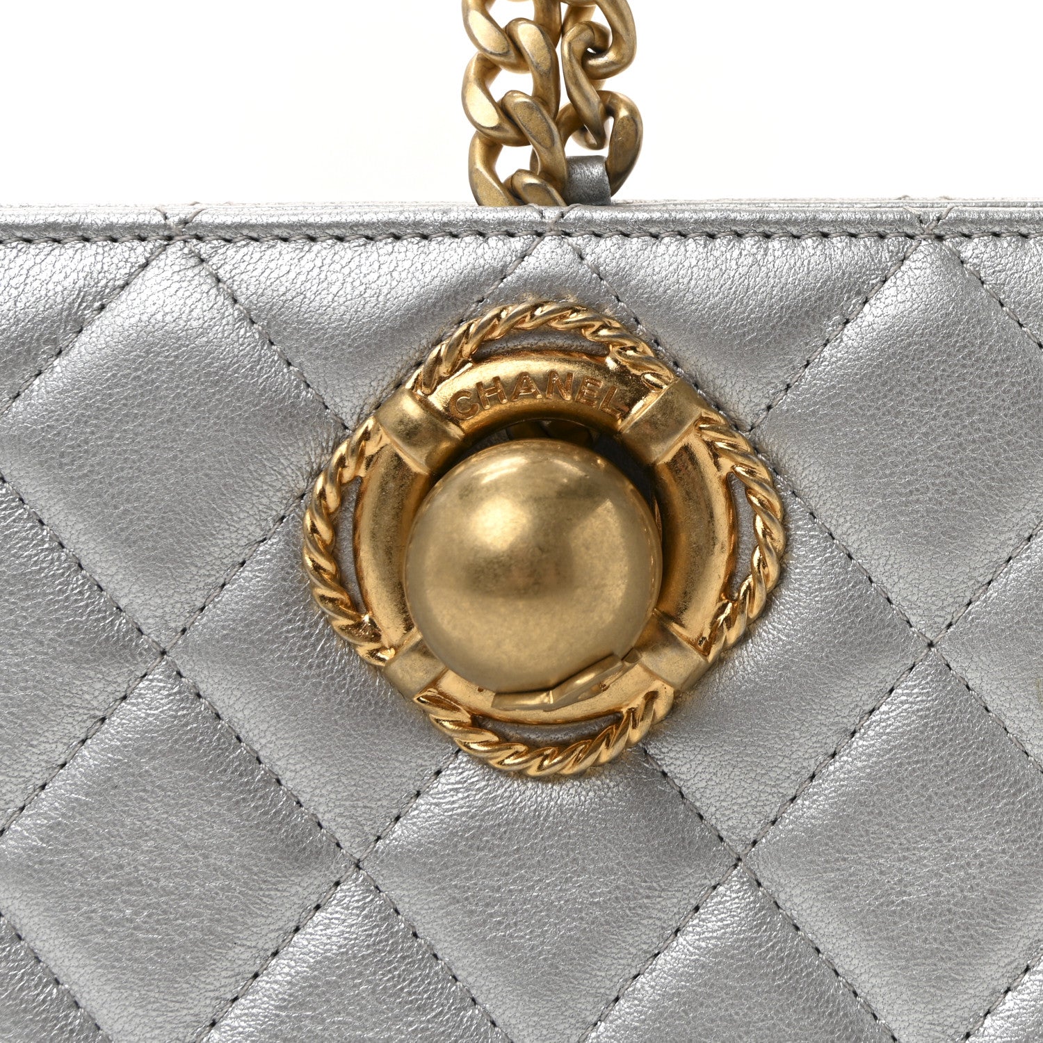Chanel Metallic Lambskin Quilted Evening By The Sea Clutch Silver 7 of 9