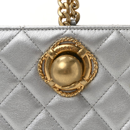 Chanel Metallic Lambskin Quilted Evening By The Sea Clutch Silver 7 of 9