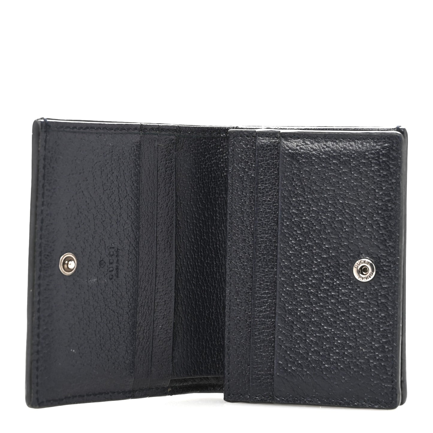 GG Supreme Monogram Textured Dollar Calfskin Web Ophidia Card Case Beige Blue