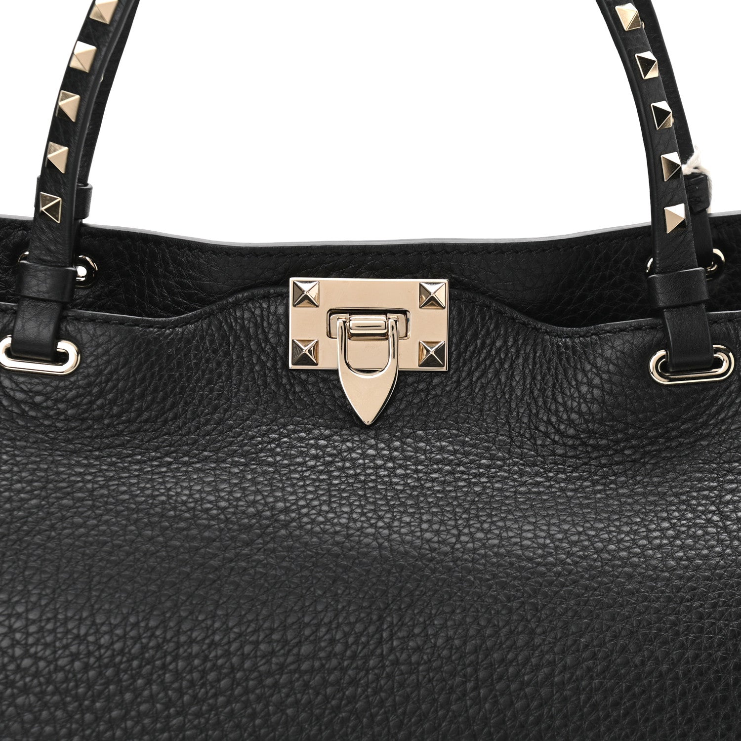 Valentino Garavani Pebbled Calfskin Medium Rockstud Tote Black 8 of 9