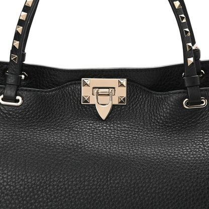 Valentino Garavani Pebbled Calfskin Medium Rockstud Tote Black 8 of 9