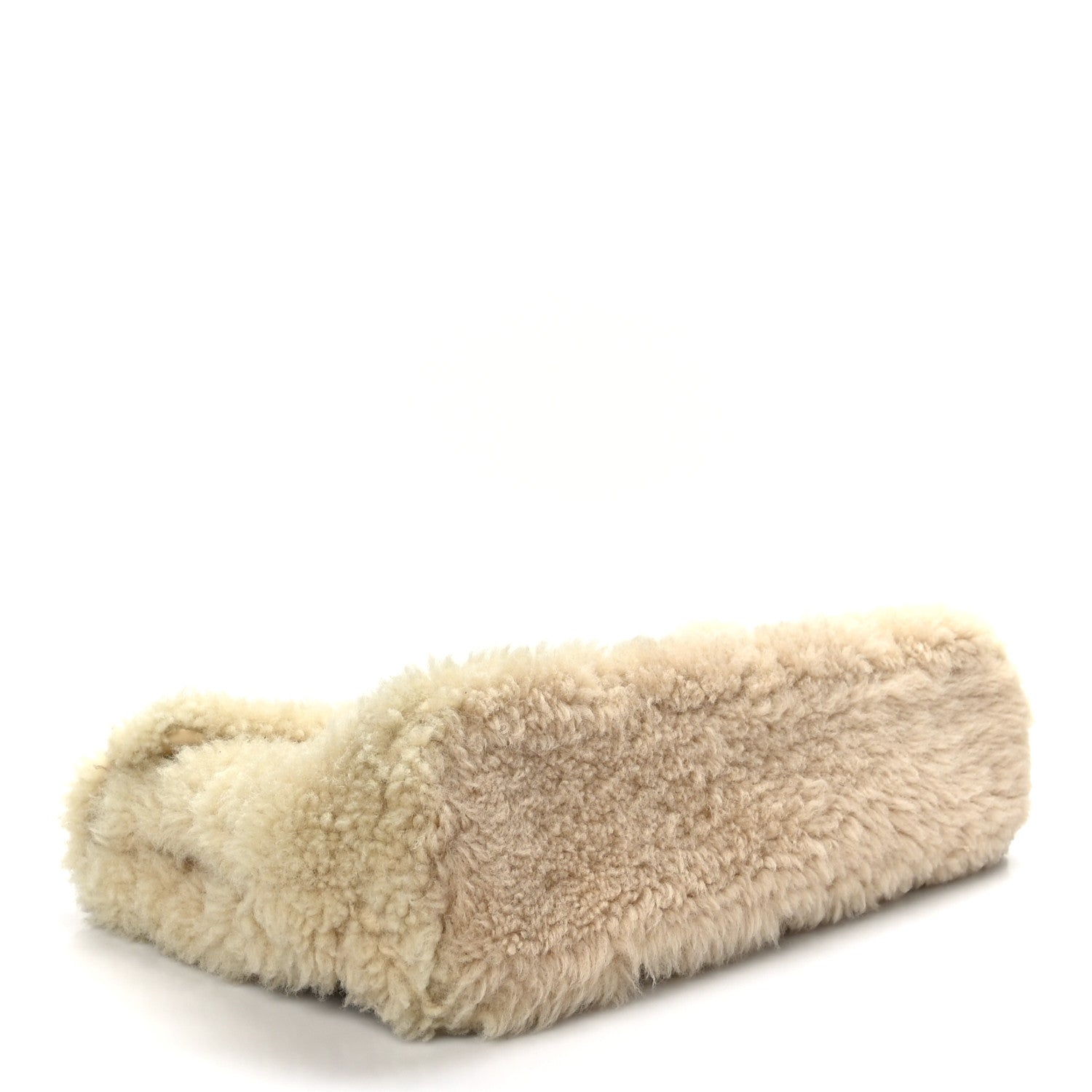 Saint Laurent Shearling Lambskin Quilted Sade Puffer Envelope Clutch Natural Beige 4 of 9
