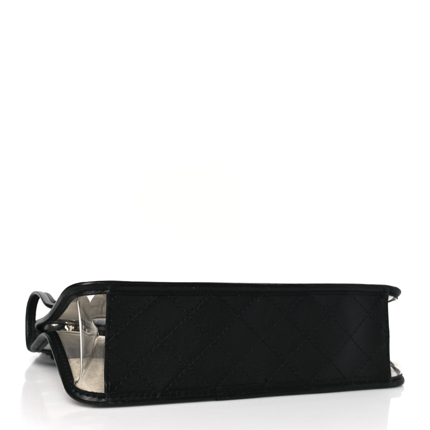 Lambskin PVC Sand By The Sea Flap With Pearl Strap Black