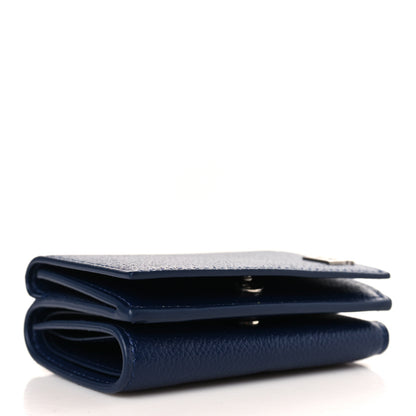 Balenciaga Grained Calfskin Men's Mini B Trifold Wallet Navy 4 of 7