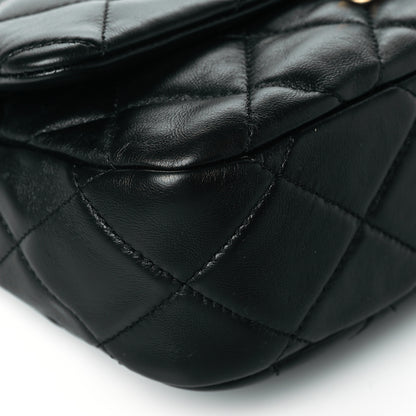 Chanel Lambskin Quilted Small Lacquered Chain Flap Black 9 of 11