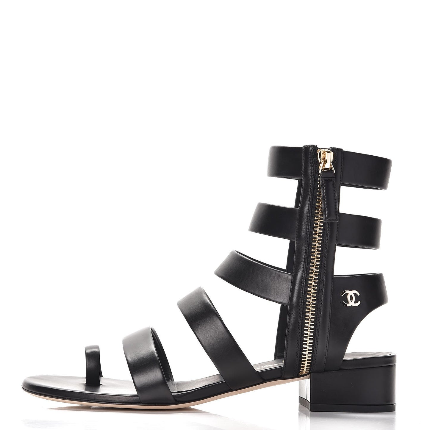 Calfskin Gladiator Sandals 38.5 Black