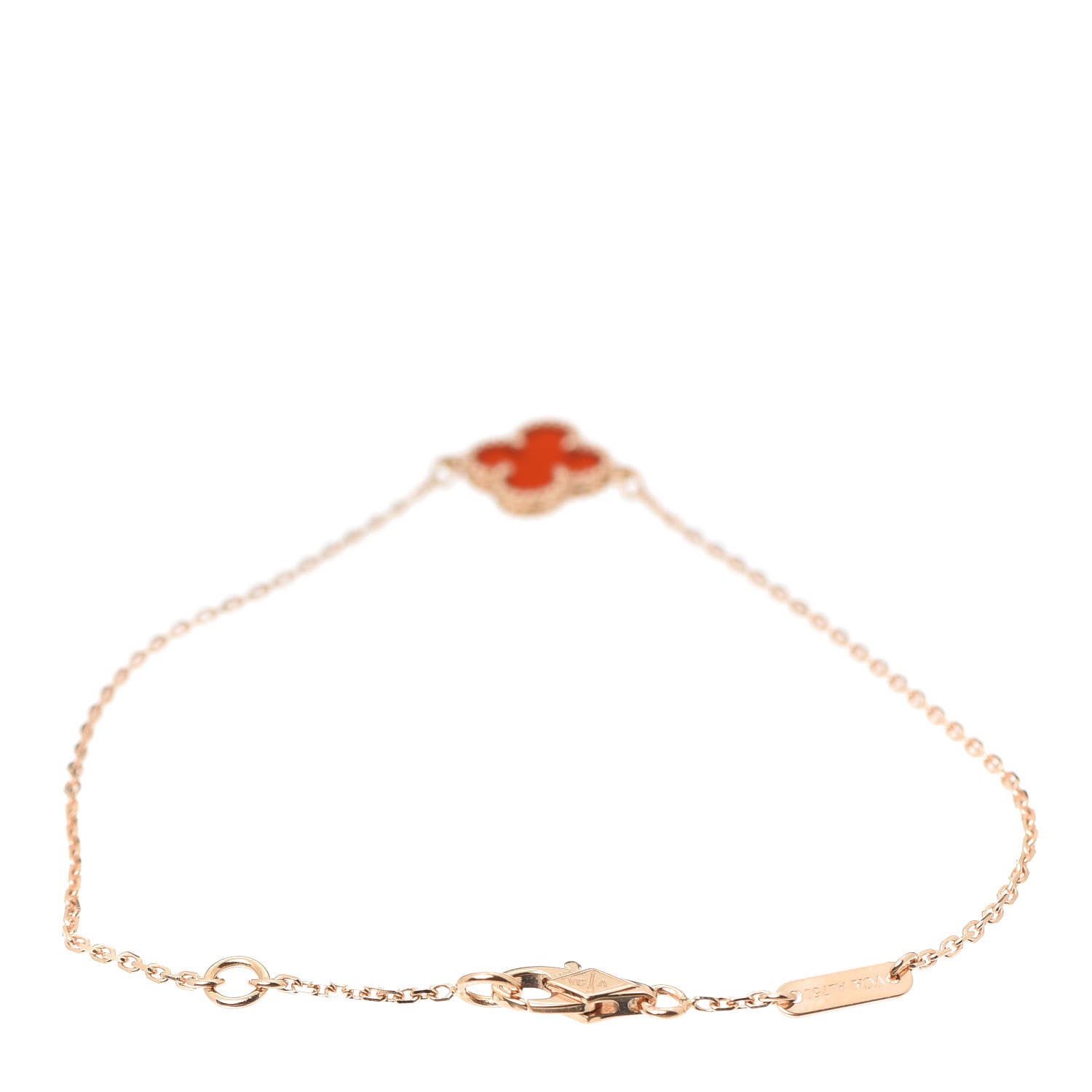 Van Cleef & Arpels 18K Rose Gold Carnelian Sweet Alhambra Bracelet 3 of 6
