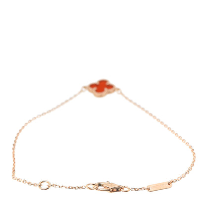Van Cleef & Arpels 18K Rose Gold Carnelian Sweet Alhambra Bracelet 3 of 6