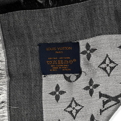 Louis Vuitton Silk Wool Monogram Denim Shawl Black 4 of 4