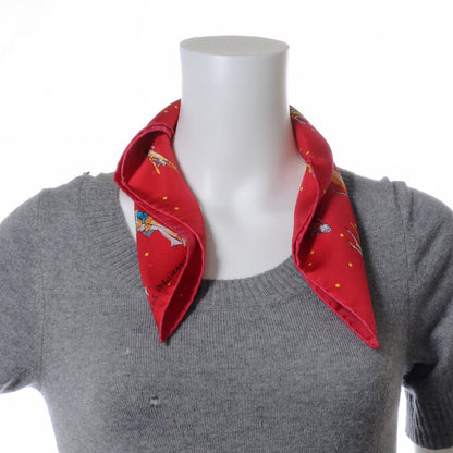 Hermes Silk Les Parisiennes De Kiraz Pocket Square Scarf Red 4 of 6