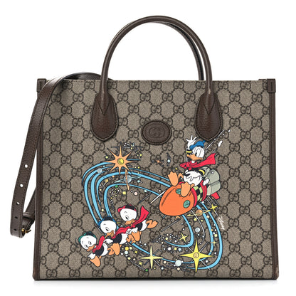 Gucci X DISNEY GG Supreme Monogram Donald Duck Retro Interlocking G Tote Bag Beige Multicolor New Acero 1 of 14