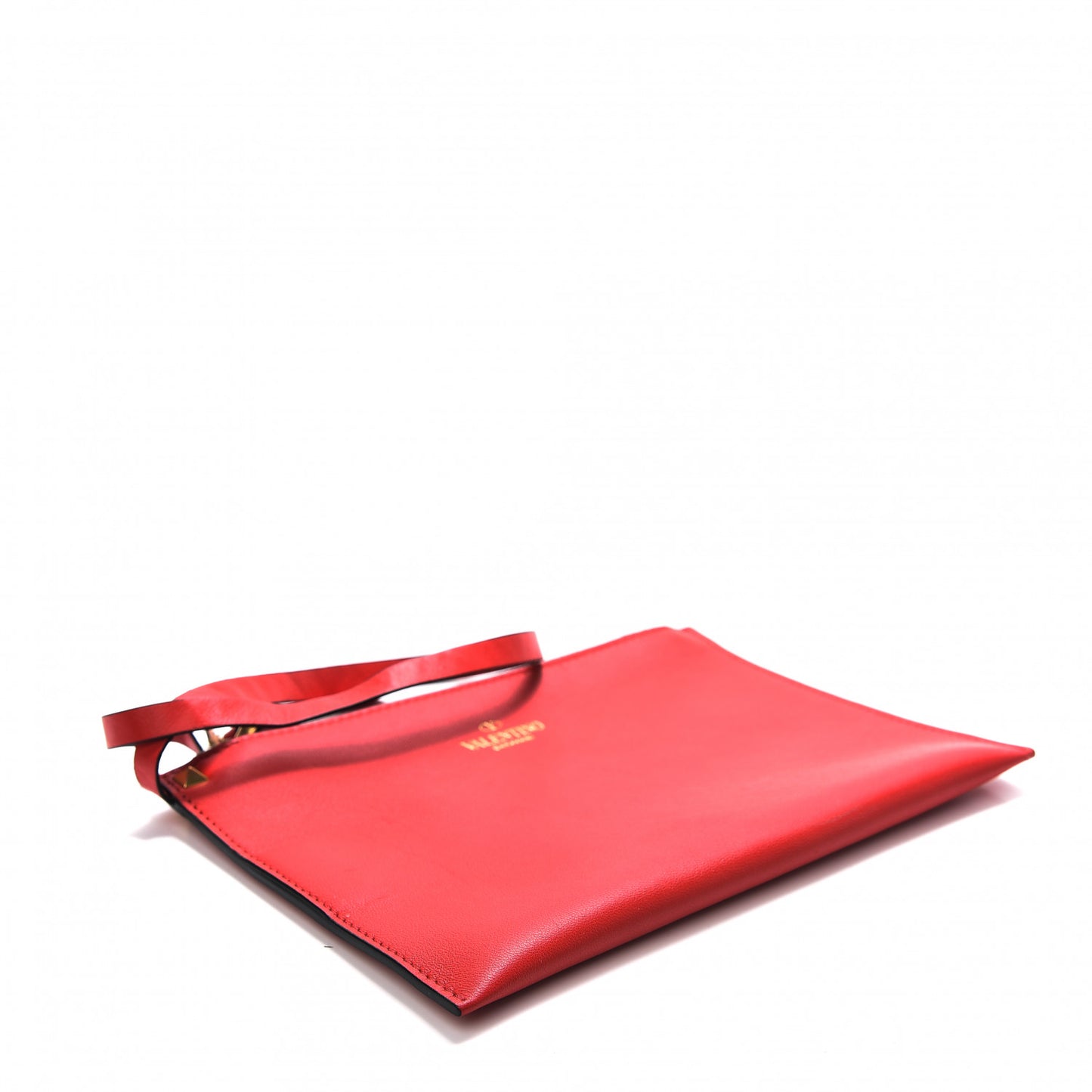 Vitello Rockstud Zip Pouch Red