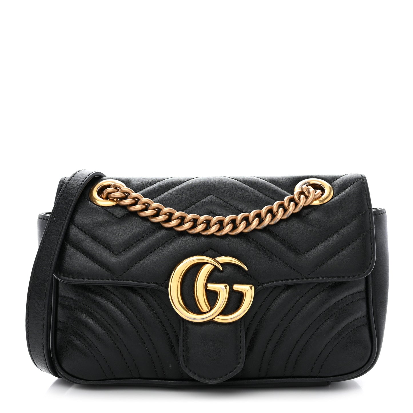 Calfskin Matelasse Mini GG Marmont Shoulder Bag Black