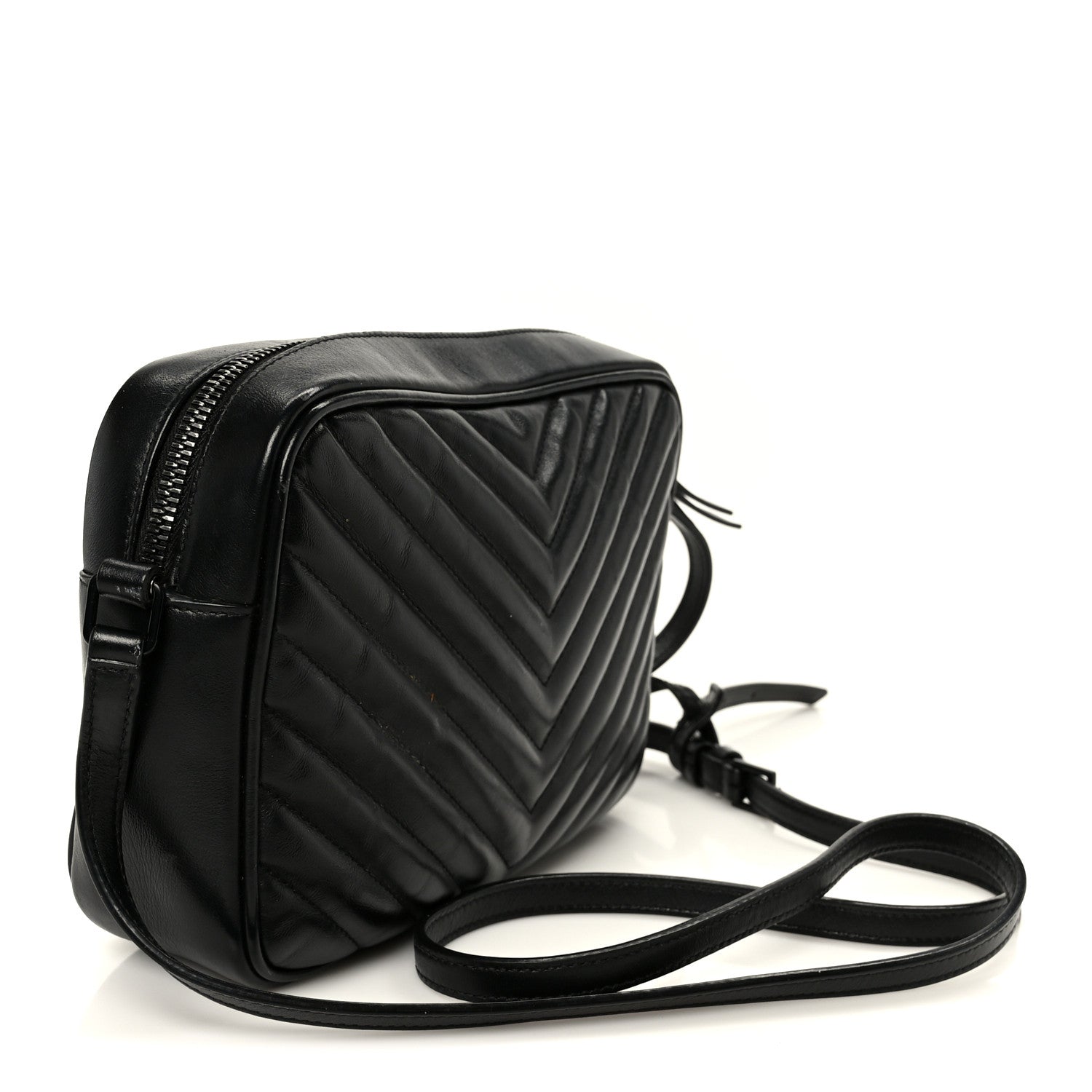 Saint Laurent Calfskin Matelasse Monogram Monochrome Lou Camera Bag Black 3 of 10