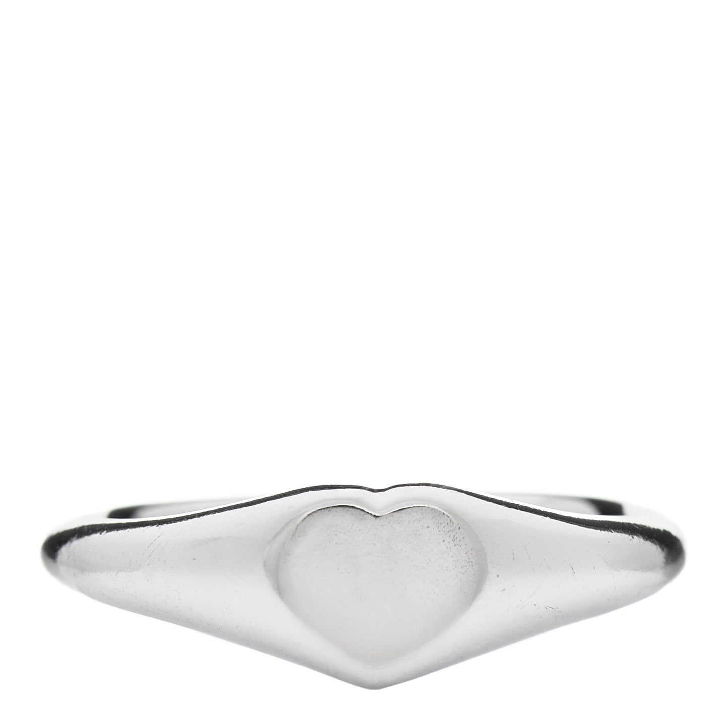 18K White Gold Micro Heart Signet Ring 52 6