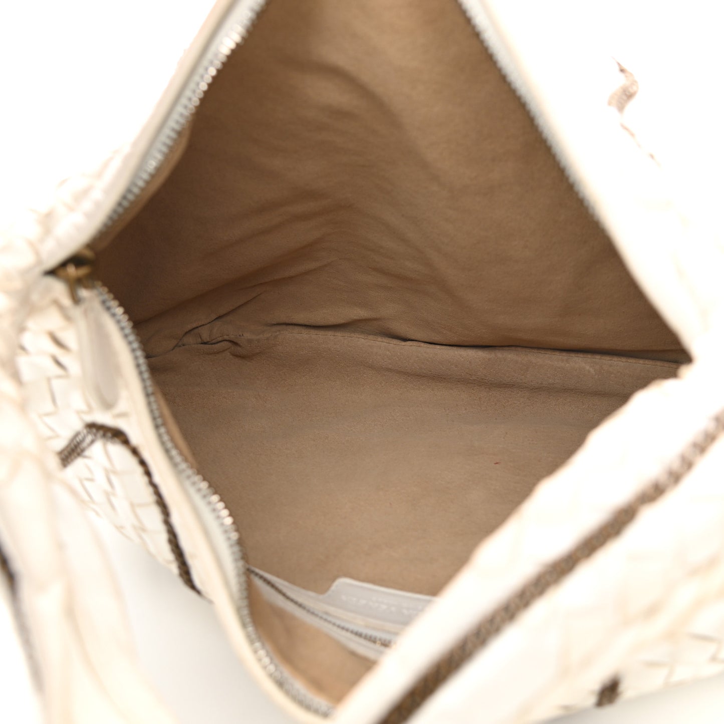 Nappa Intrecciato Medium Veneta Chain Hobo White