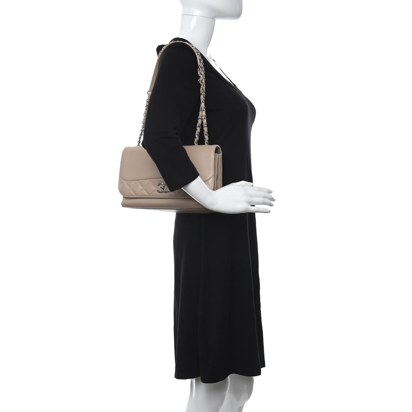 Calfskin Small Tramezzo Flap Beige