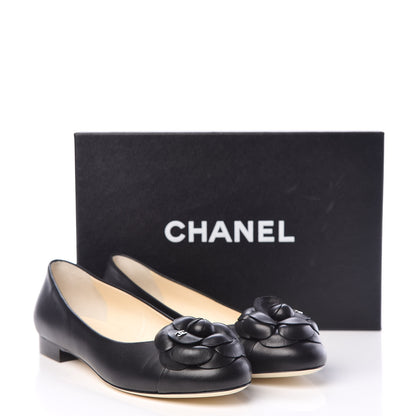 Chanel Lambskin Camellia Ballerina Flats 38.5 Black 9 of 9