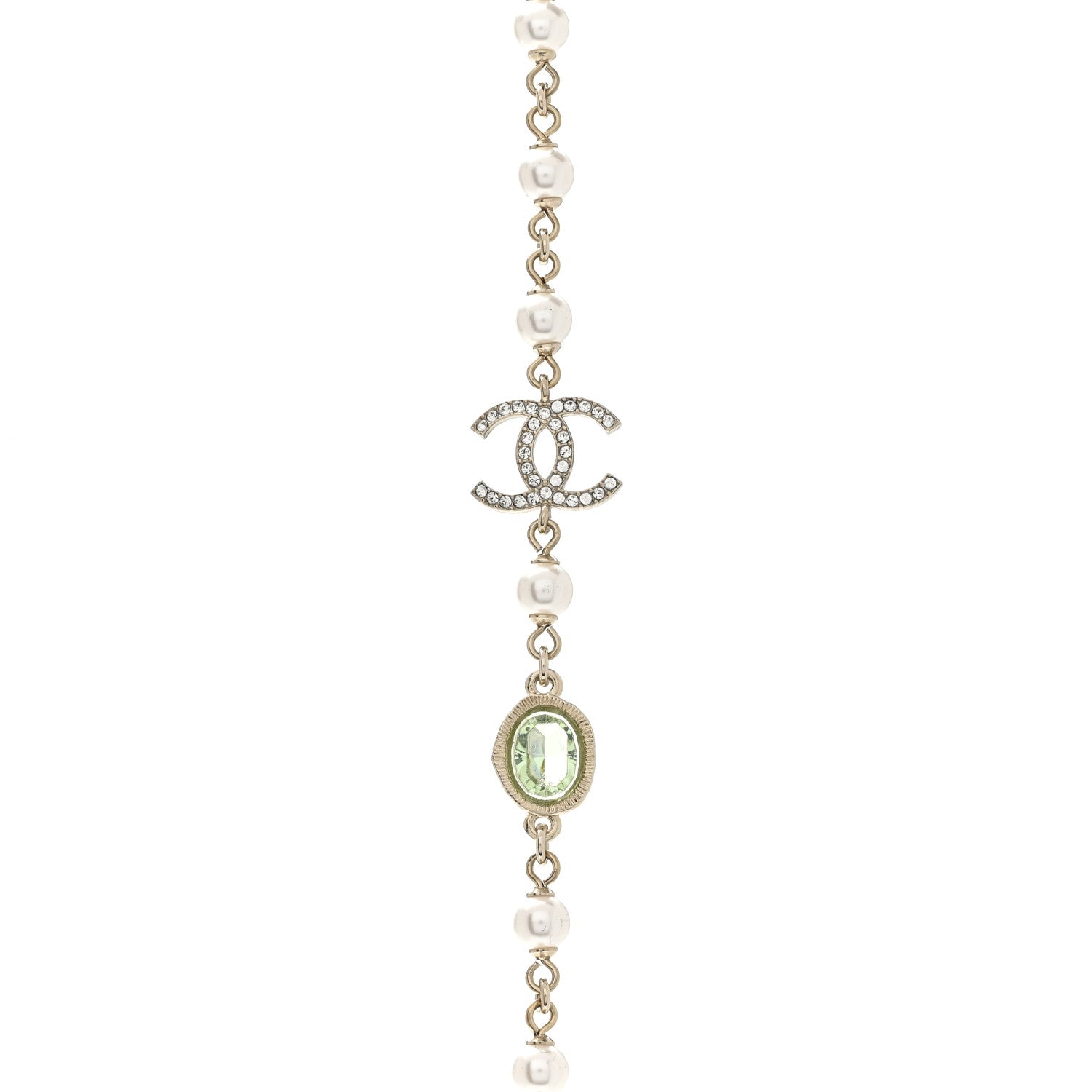 Chanel Crystal Pearl CC Short Necklace Gold 3 of 4