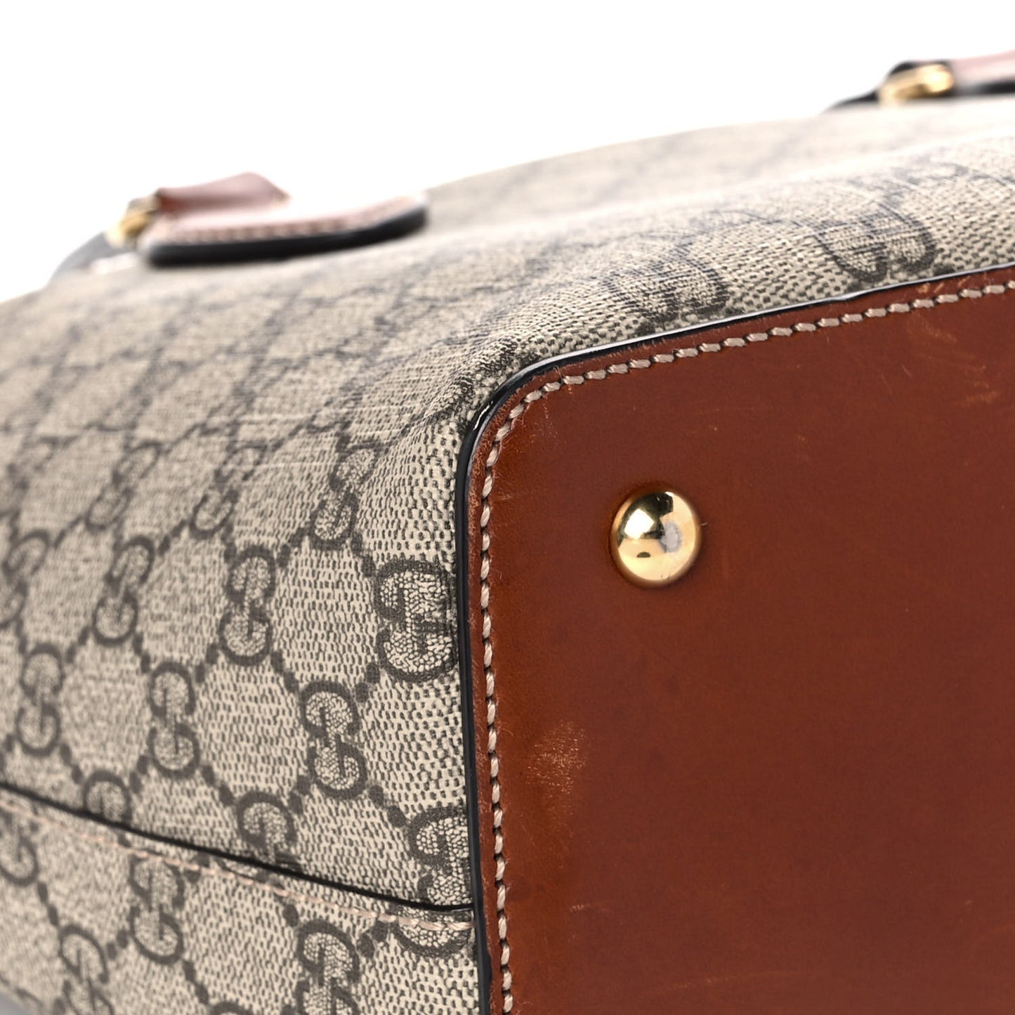 GG Supreme Monogram Linea A Foldover Tote Brown