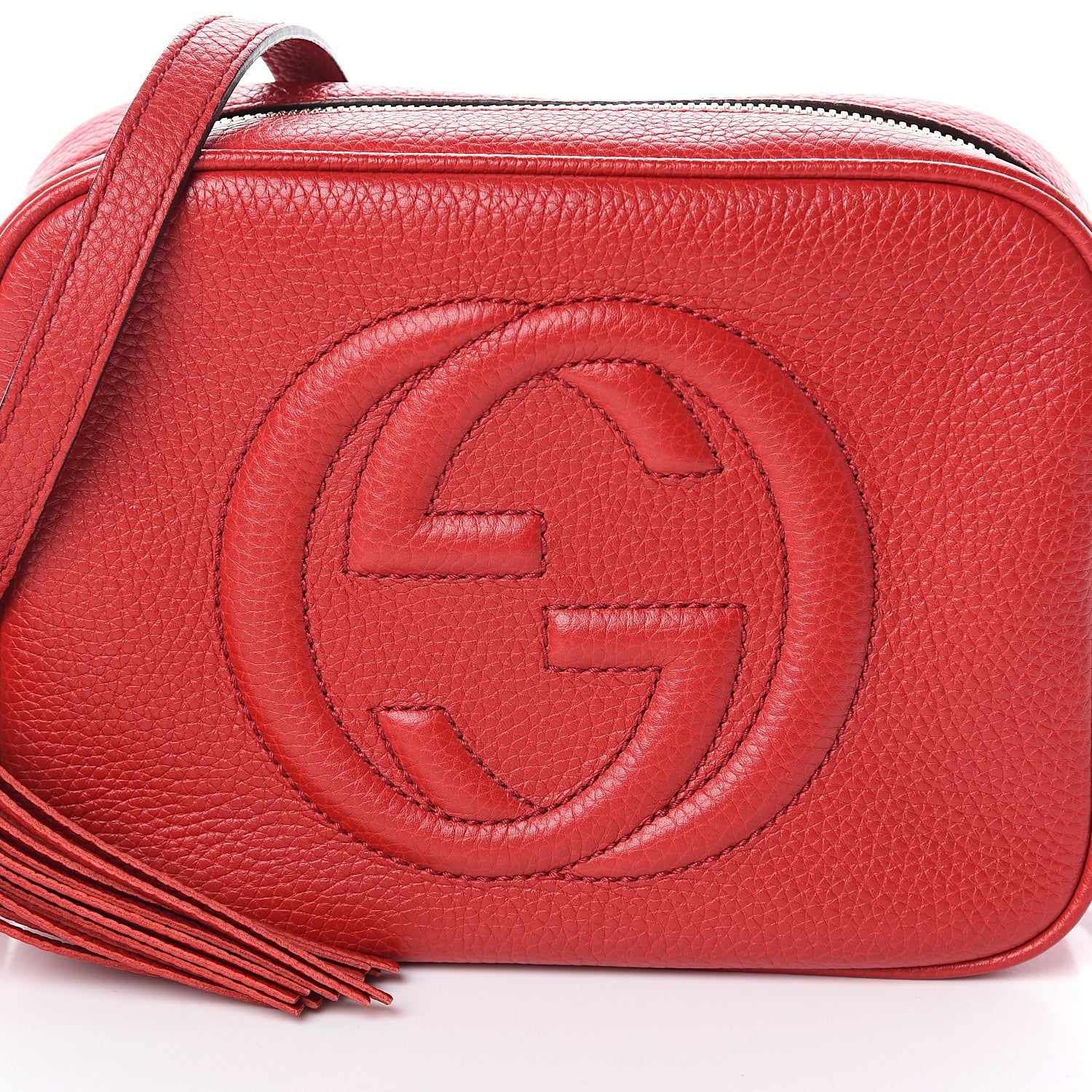 Gucci Pebbled Calfskin Small Soho Disco Bag Tabasco Red 6 of 8