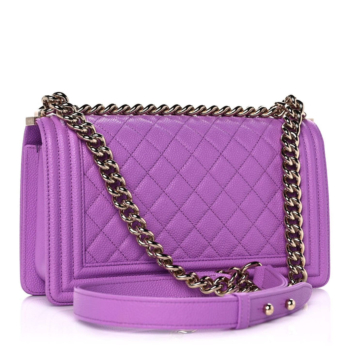 Caviar Quilted Medium Boy Flap Purple