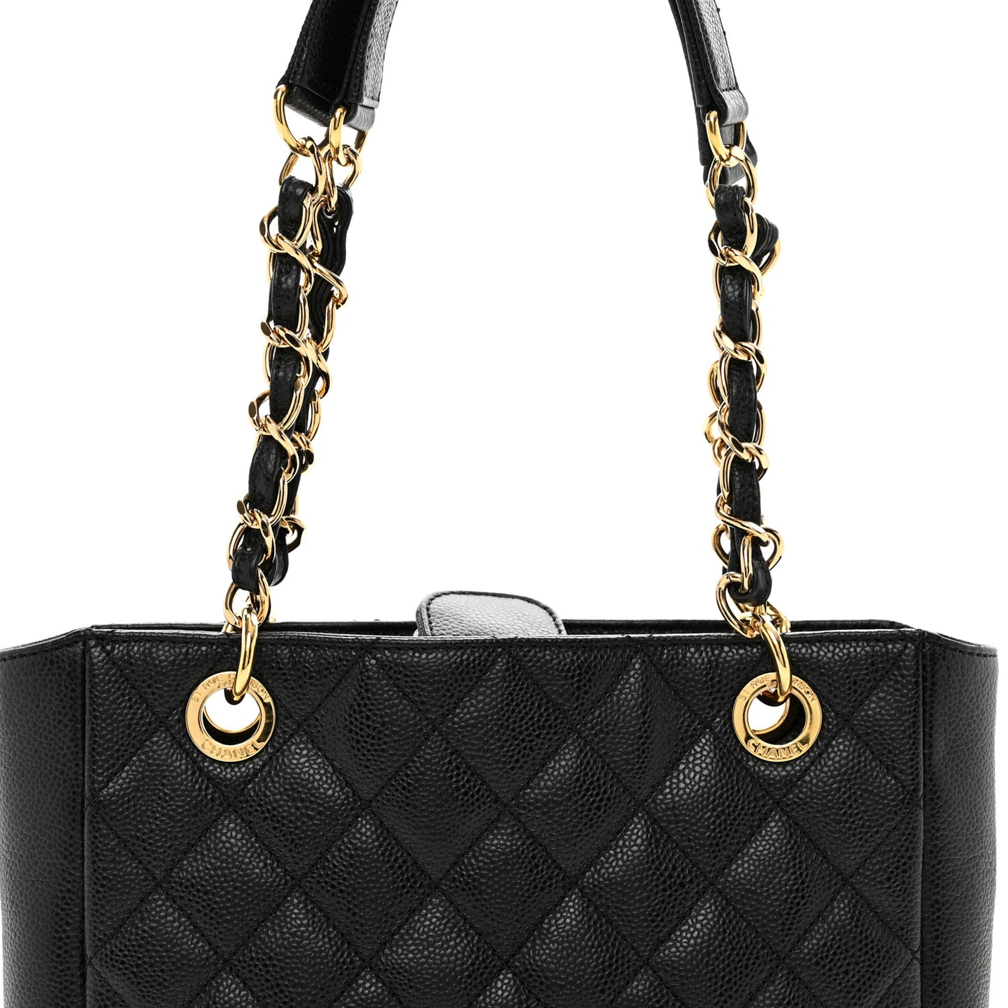 Caviar Quilted Petit Shopping Tote PST Black
