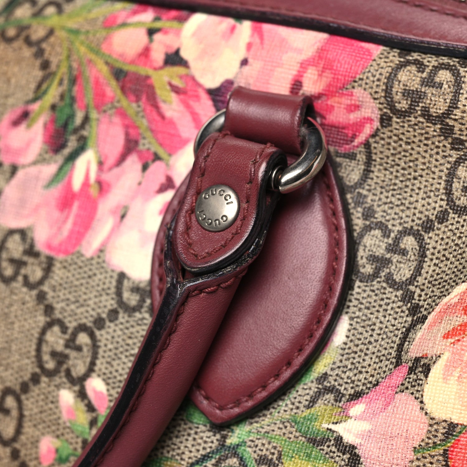 Gucci GG Supreme Monogram Blooms Small Boston Beige Multicolor Dry Rose 11 of 13
