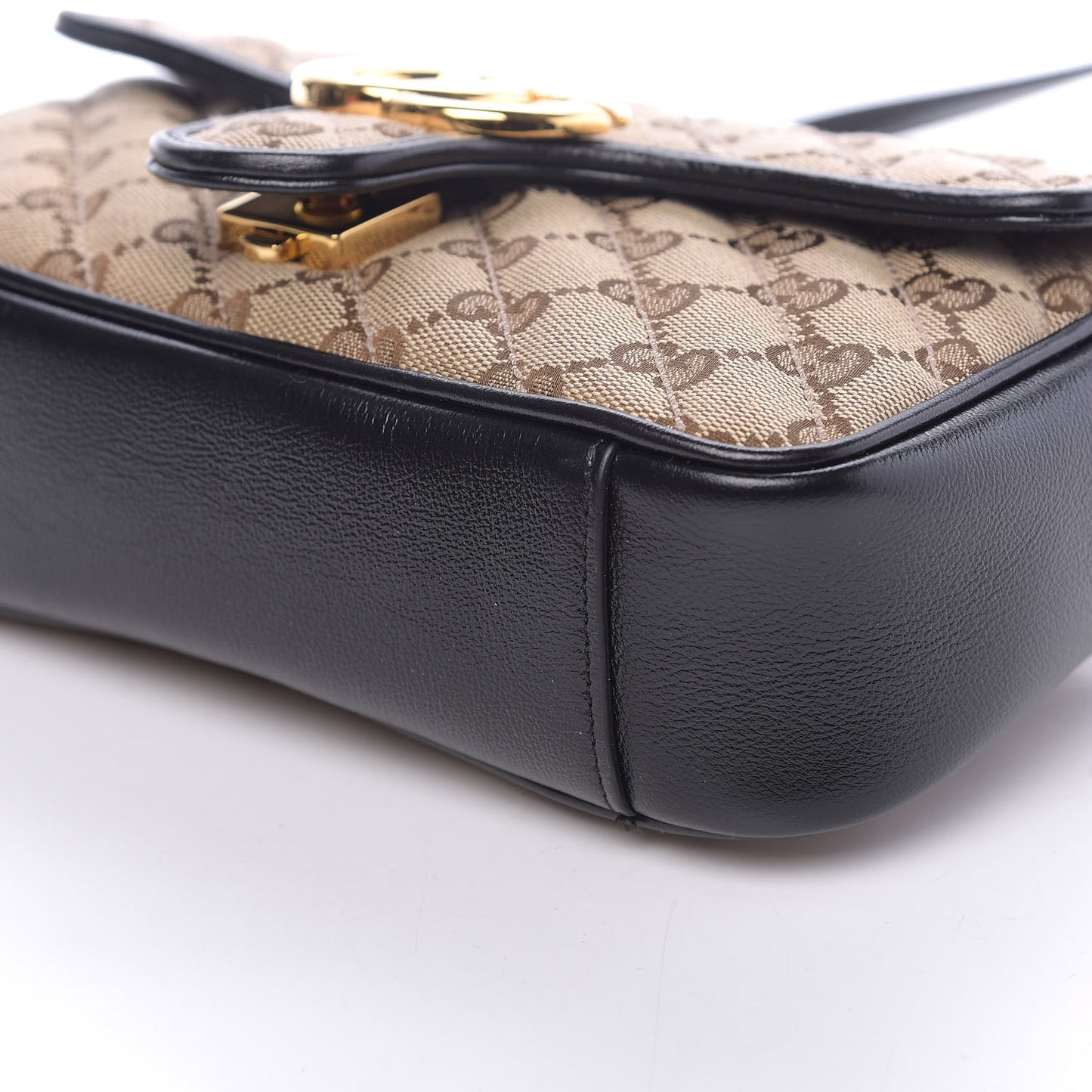 Monogram Matelasse Diagonal Mini GG Marmont Shoulder Bag Beige Black