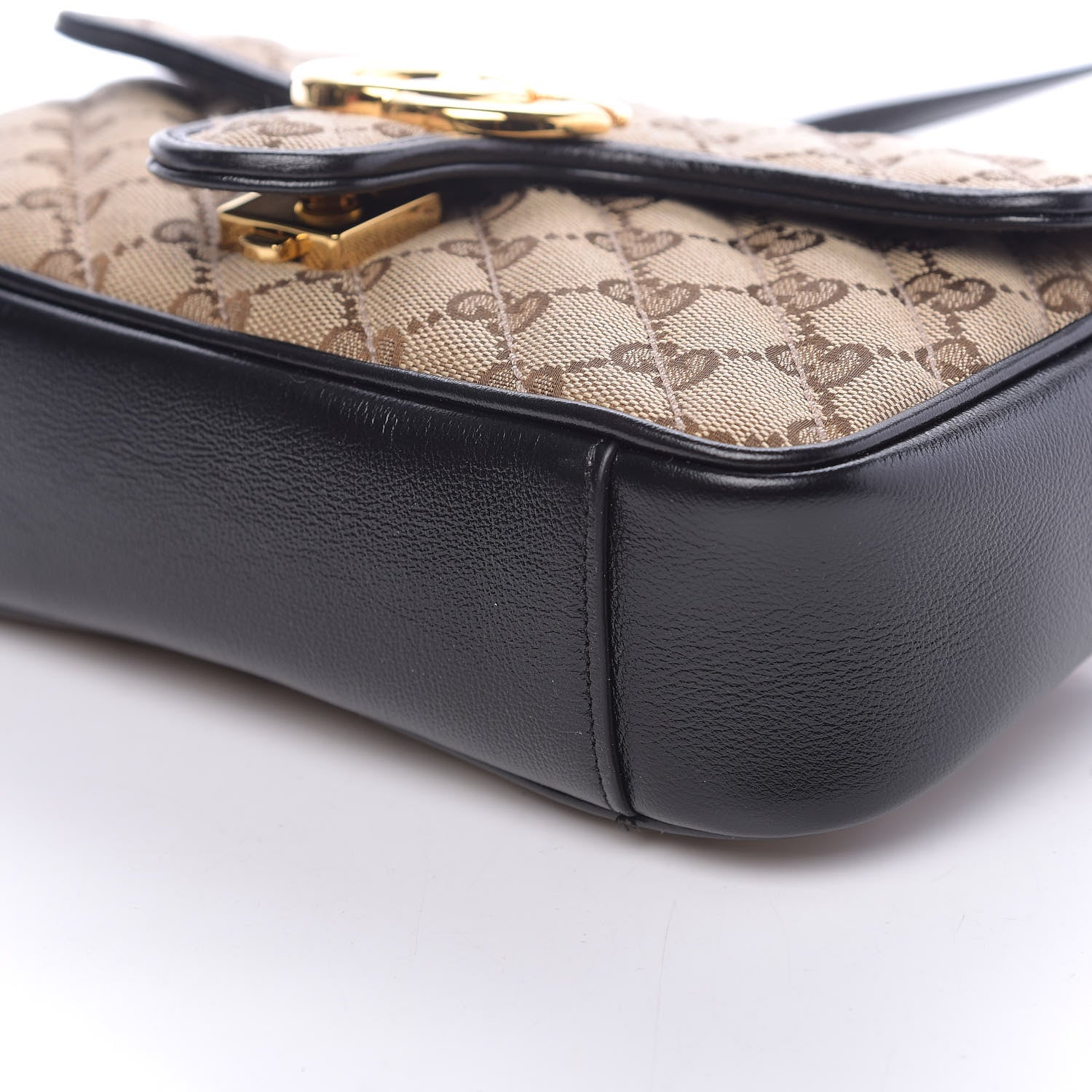 Gucci Monogram Matelasse Diagonal Mini GG Marmont Shoulder Bag Beige Black 6 of 9