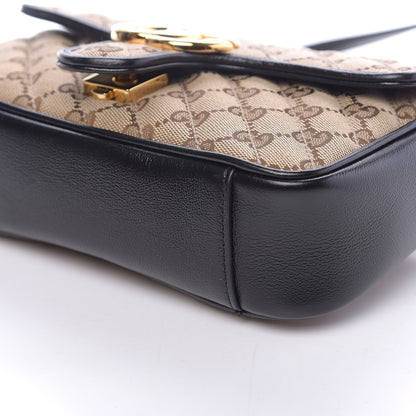 Gucci Monogram Matelasse Diagonal Mini GG Marmont Shoulder Bag Beige Black 6 of 9