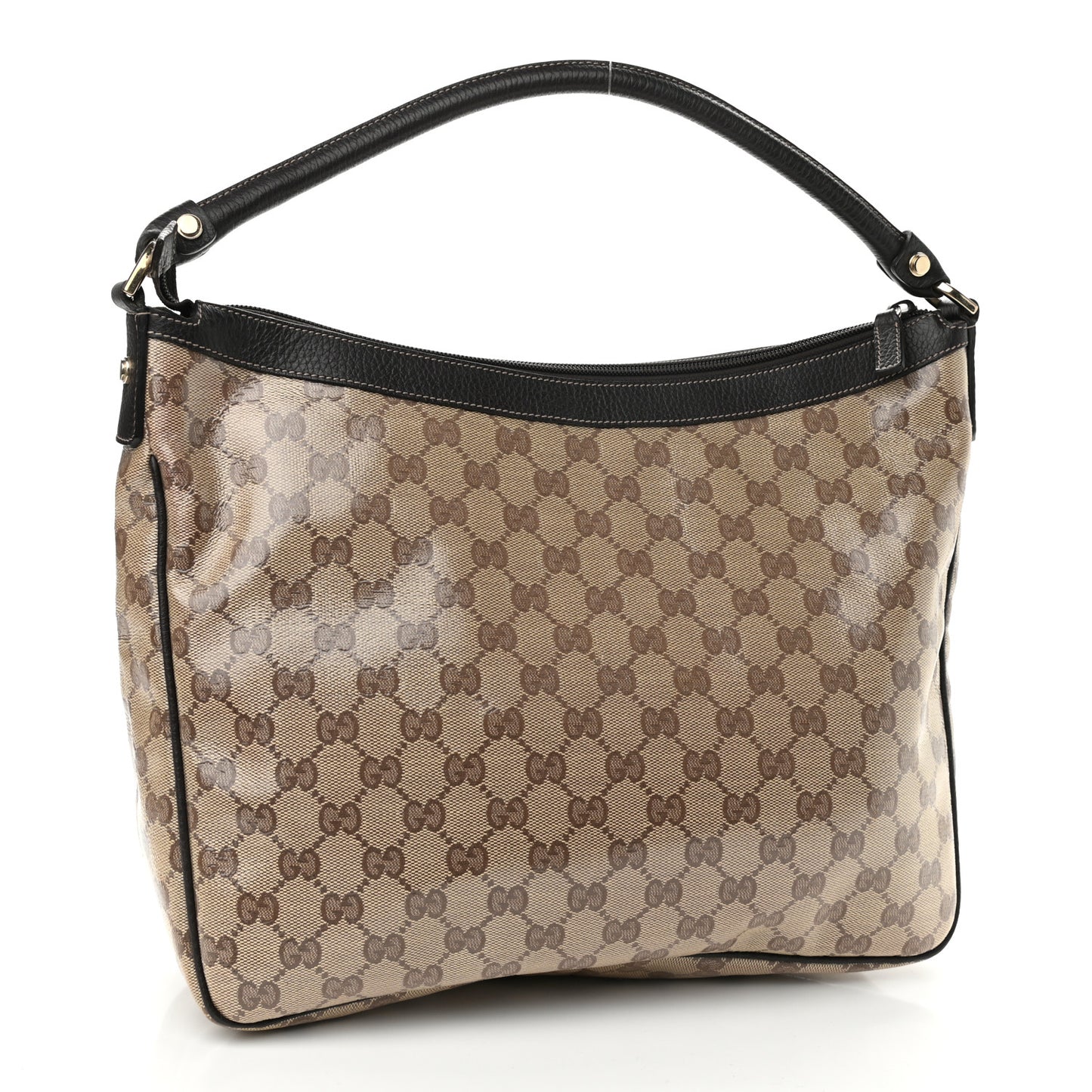 Crystal Monogram Medium Abbey Pocket Hobo Tote Dark Brown