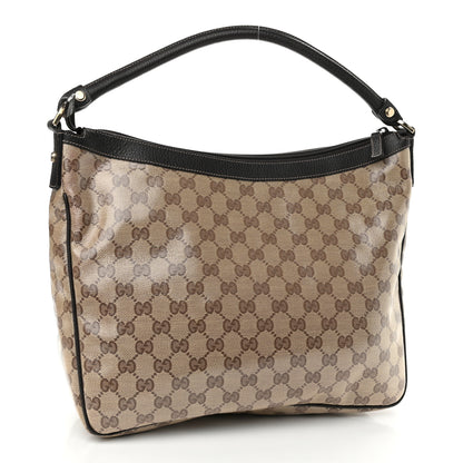 Gucci Crystal Monogram Medium Abbey Pocket Hobo Tote Dark Brown 3 of 10