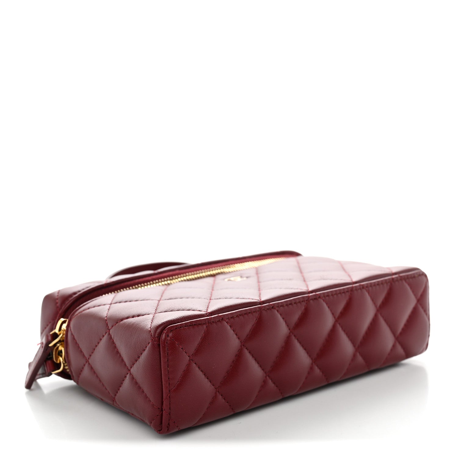 Chanel Lambskin Quilted Top Handle Slim Vanity With Chain Burgundy 4 of 12