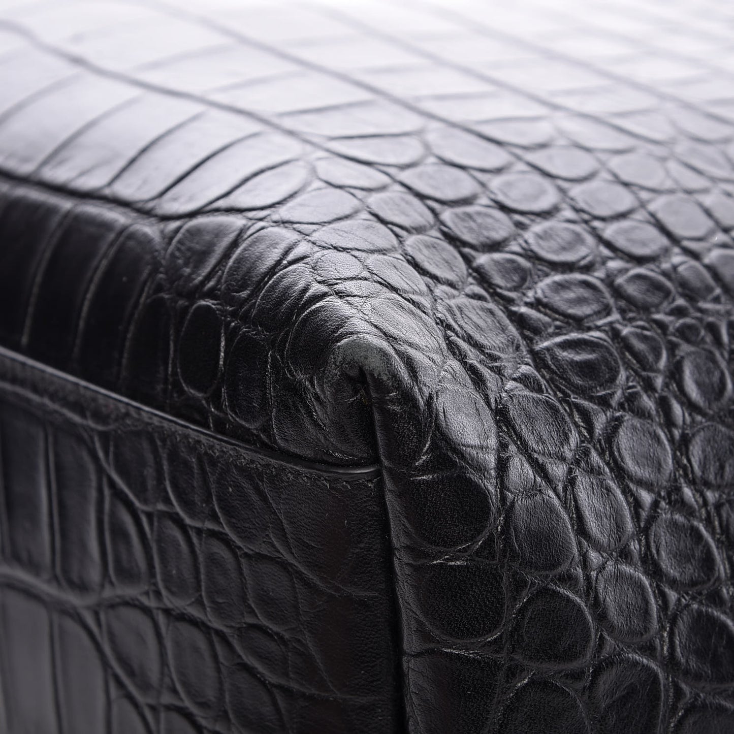 Croc Calfskin Embossed Bold Shopper Tote Black