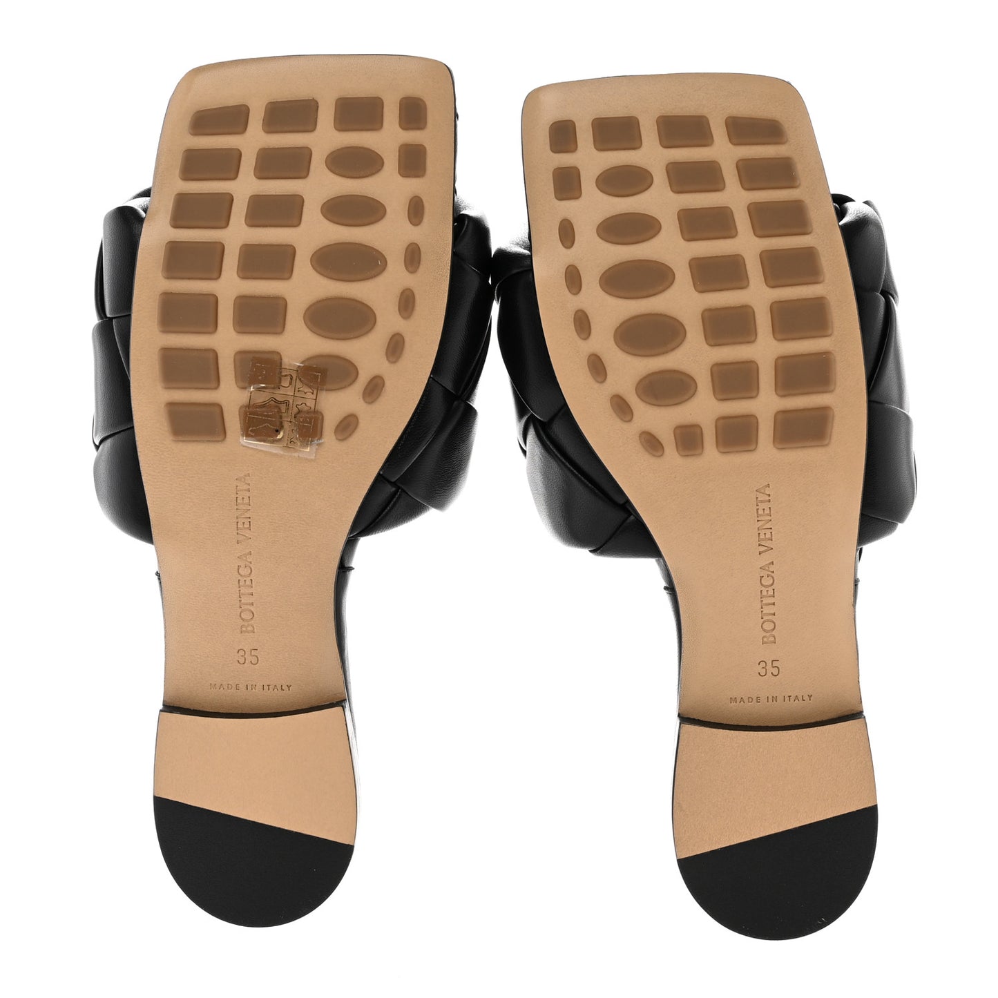 Nappa Maxi Intrecciato Lido Flat Sandals 35 Black