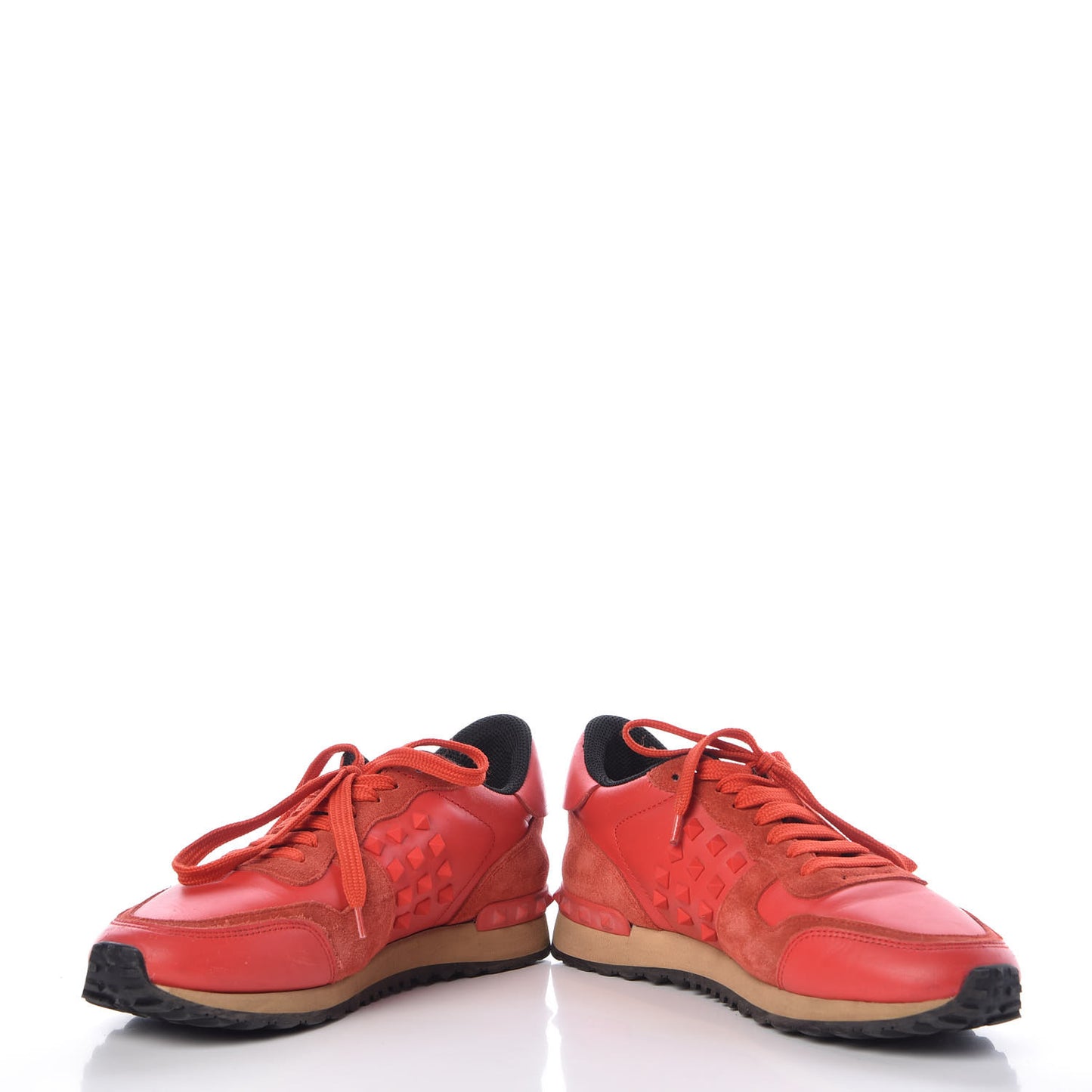 Calfskin Suede Rockstud Sneakers 36.5 Deep Orange