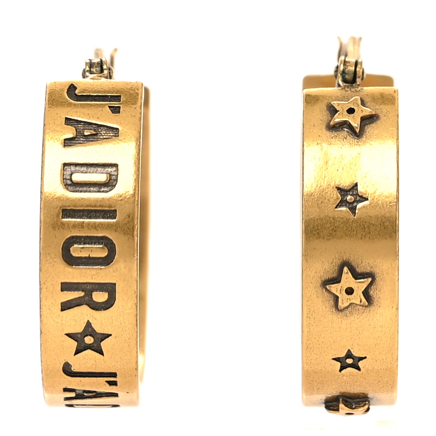 Christian Dior Metal Small J'Adior Star Hoop Earrings Aged Gold 1 of 4