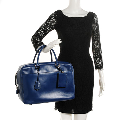 Prada Box Calfskin Travel Weekender Bag Bluette 2 of 9
