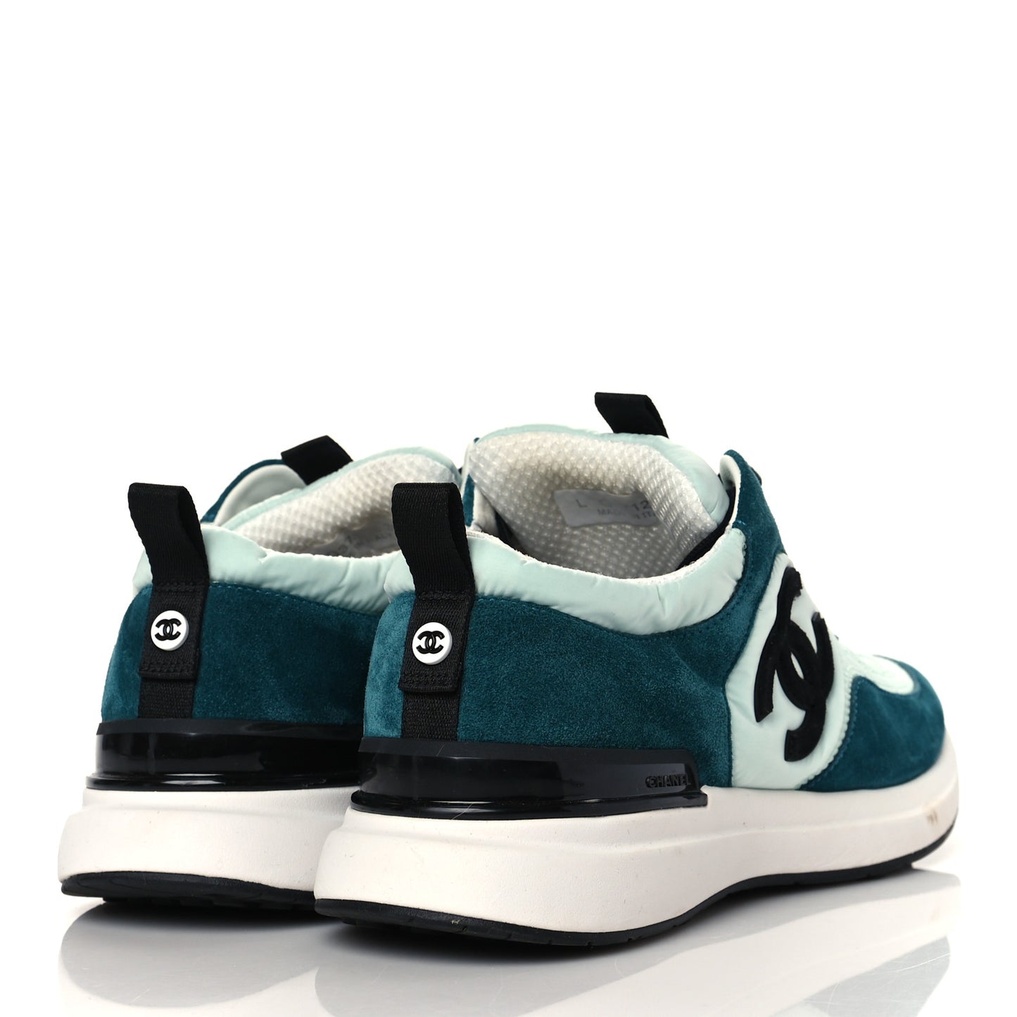 Nylon Suede Calfskin CC Sneakers 39 Green Light Green