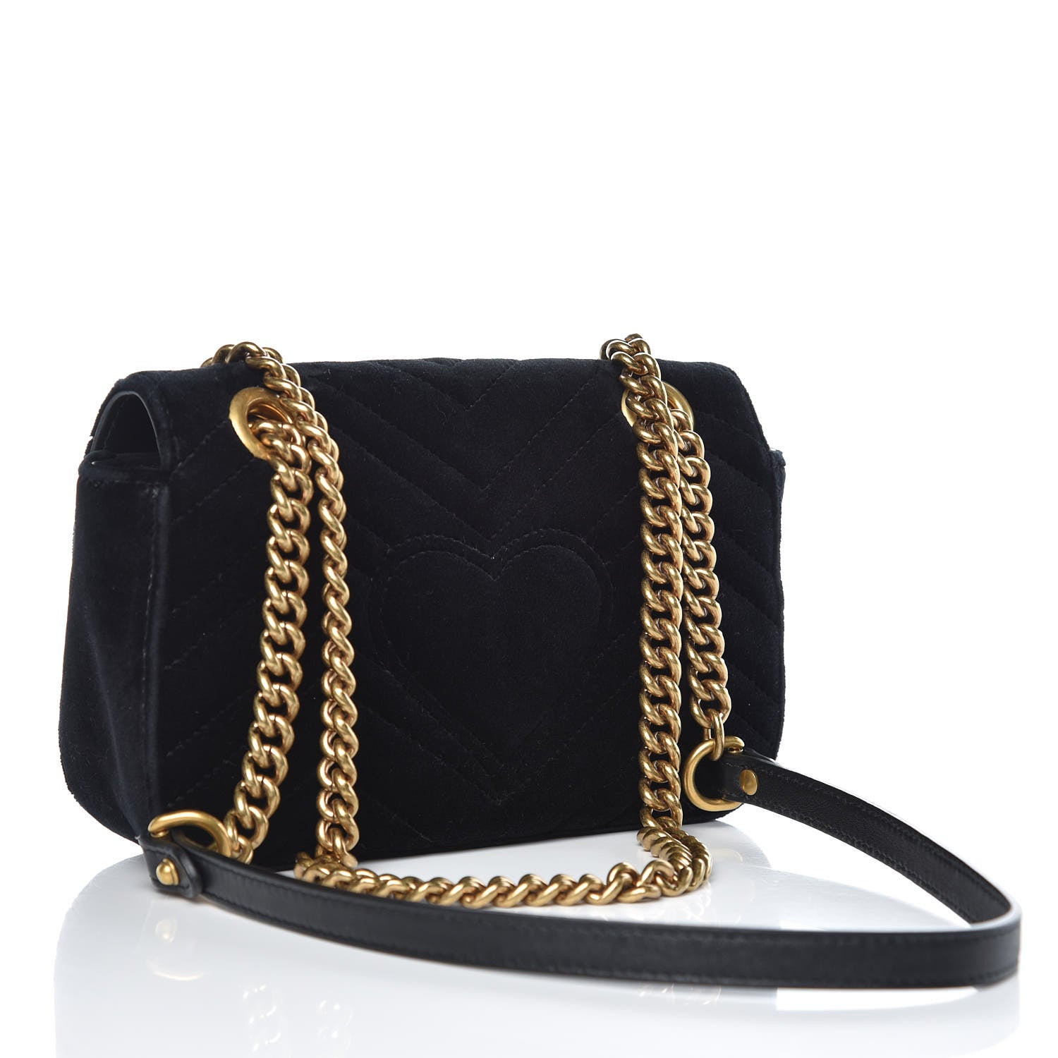 Gucci Velvet Matelasse Mini GG Marmont Shoulder Bag Black 3 of 10