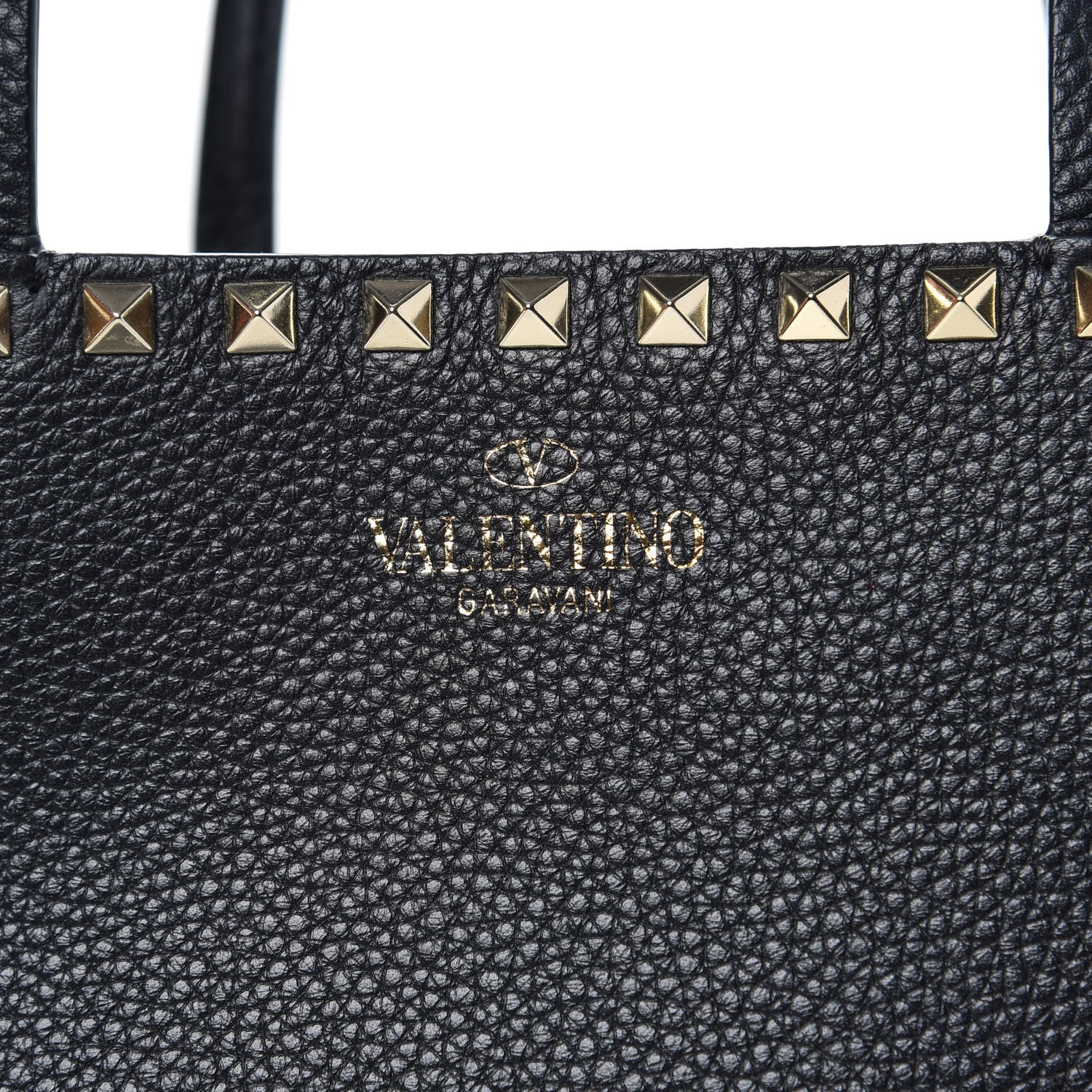 Valentino Garavani Grained Calfskin Rockstud Shoulder Tote Black 9 of 10