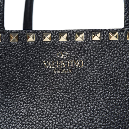 Valentino Garavani Grained Calfskin Rockstud Shoulder Tote Black 9 of 10