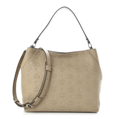 MCM Calfskin Ottomar Monogram Medium Klara Hobo New Beige 1 of 10