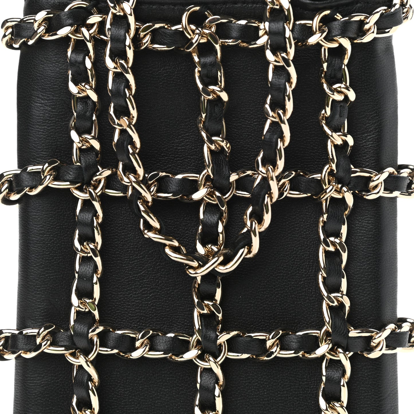 Lambskin Tech Me Out Clutch With Chain Black