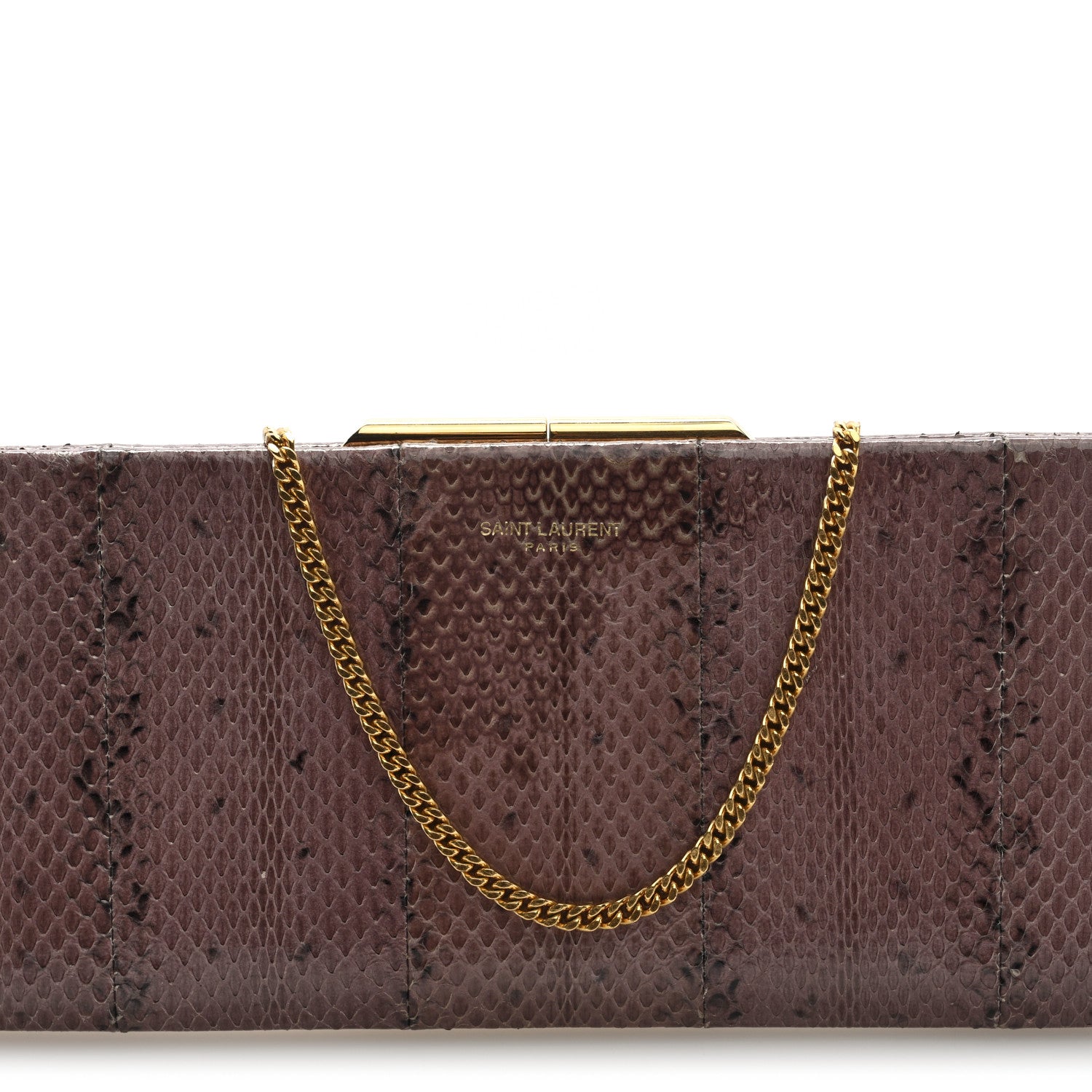 Saint Laurent Lacquer Ayers Midnight Clutch  Rose Brown 7 of 9