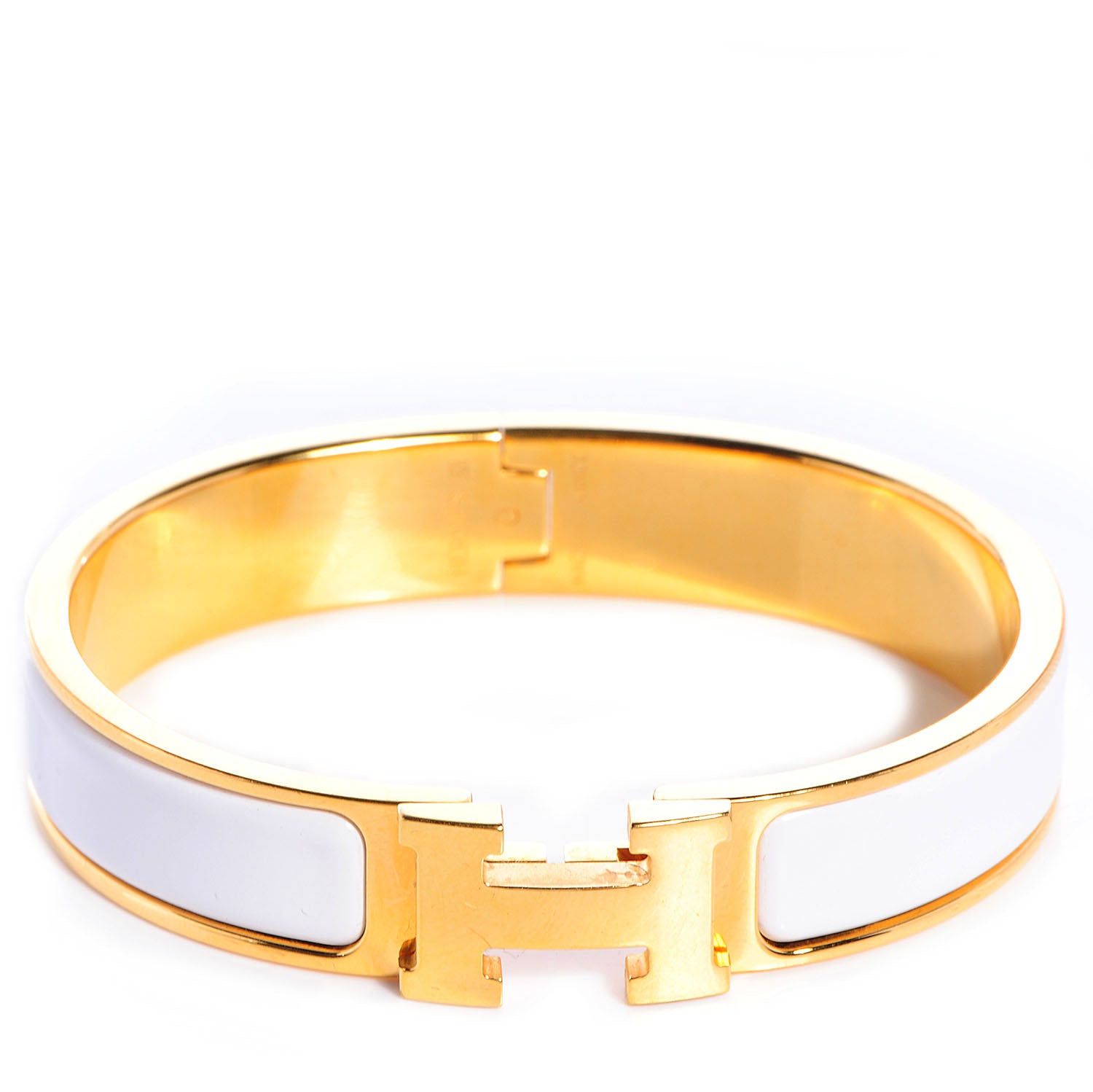 Hermes Enamel Narrow Clic Clac H Bracelet PM White 1 of 5