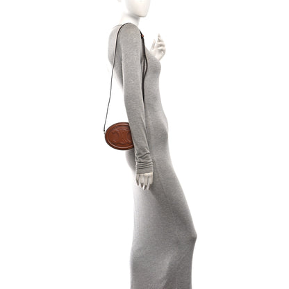 Celine Smooth Calfskin Cuir Small Triomphe Oval Crossbody Purse Tan 2 of 11
