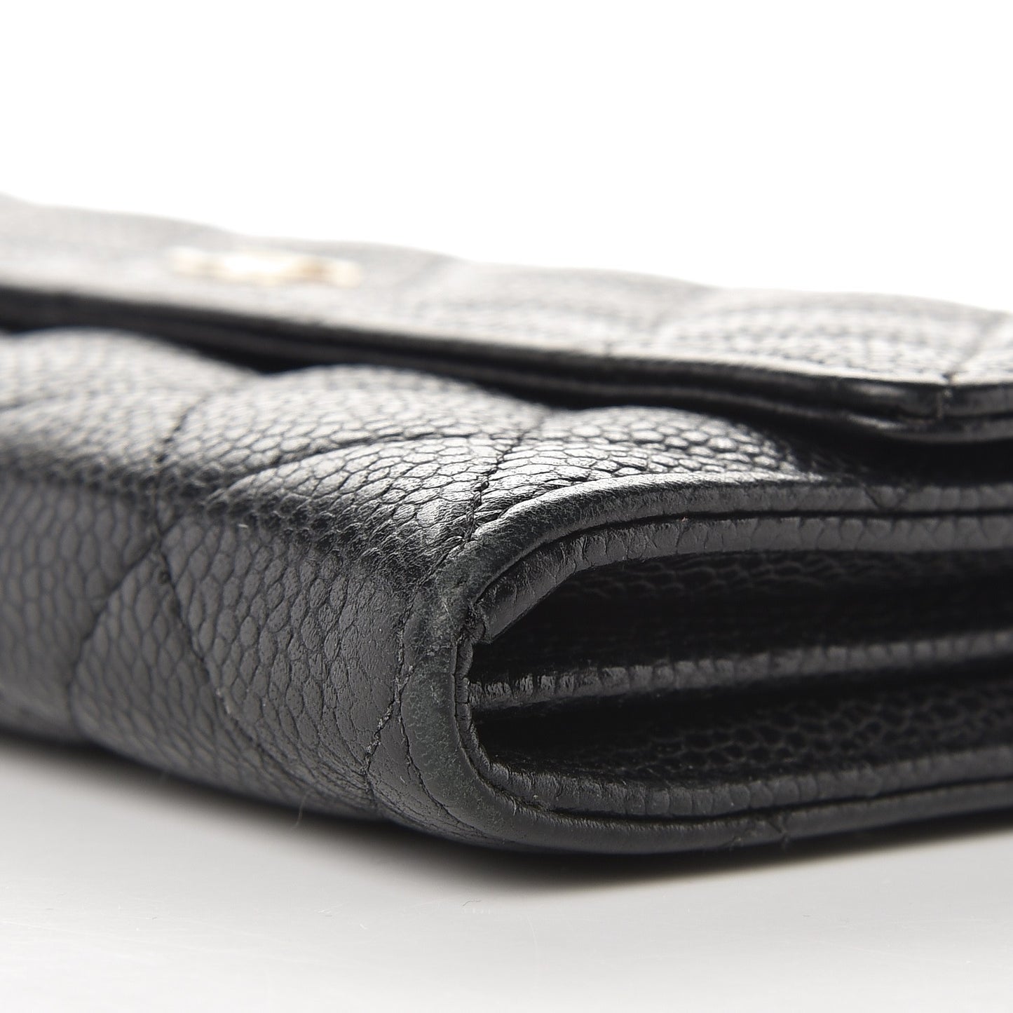 Caviar Quilted Large Gusset Flap Wallet Black